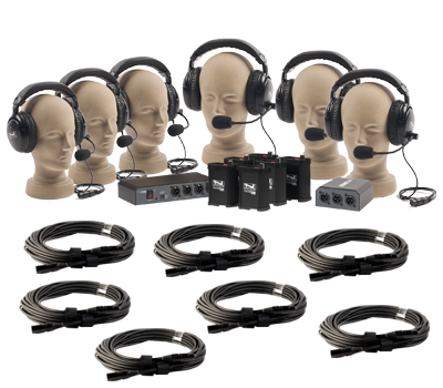 COM-60FC/C THE PORTACOM SIX USER PACKAGE INCLUDES SIX BELTPACKS, CHOICE OF SIX HEADSETS, POWER CONSOLE,